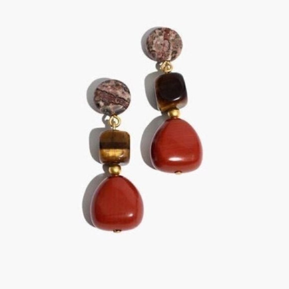 NWT Madewell Statement Stone Earrings In Red